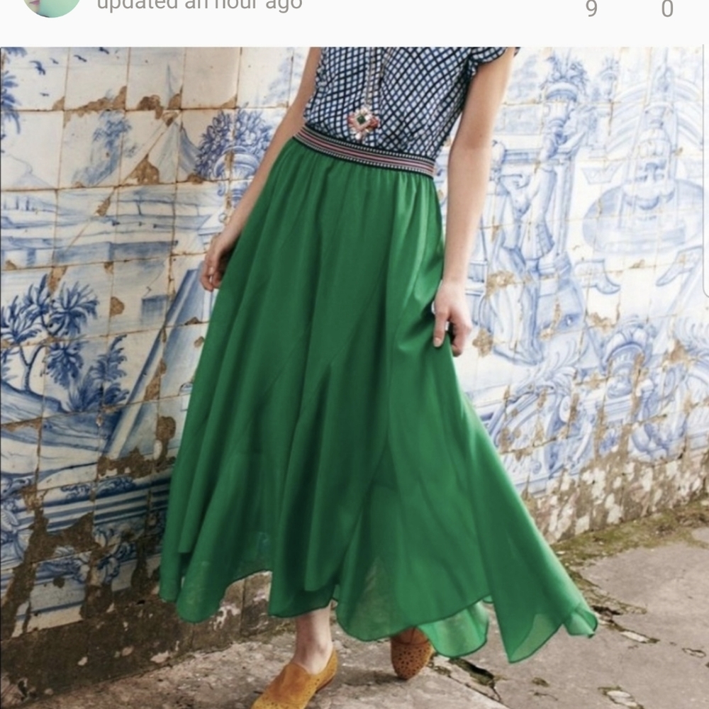 Anthropologie Vanessa Virginia Green skirt szS